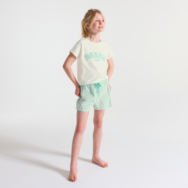 بيجاما-بشورت باللون الأخضر الباستيل قطعتين للفتيات